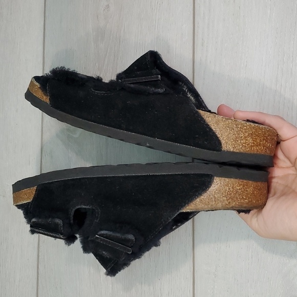 Birkenstock Women Arizona Comfort Suede Shearling Sandals shoes sz 38/7 - Picture 10 of 12